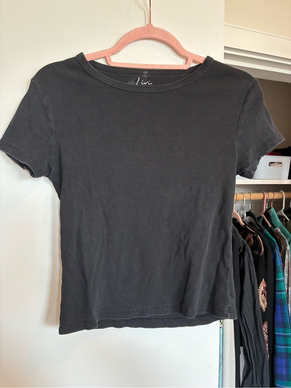 Olivia Rae Black Ribbed Short Sleeve Tee